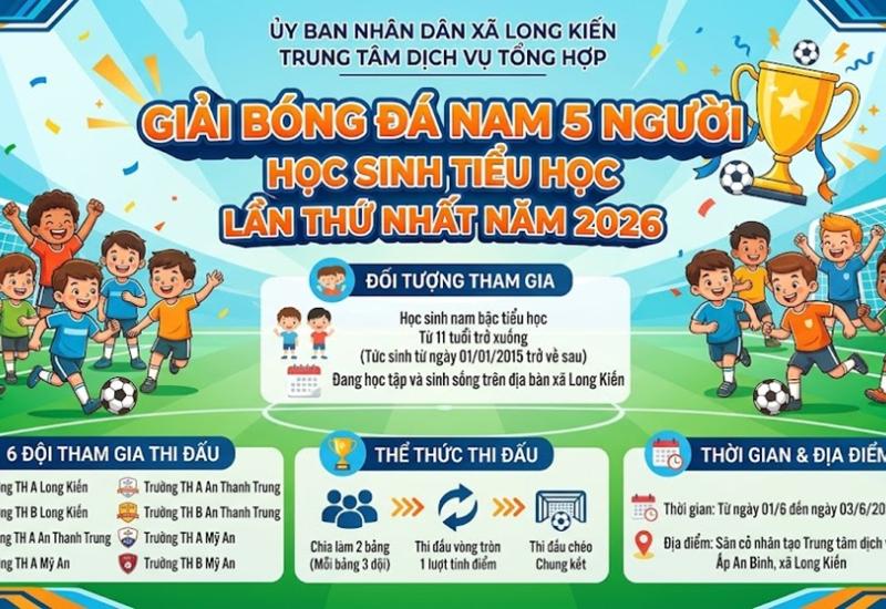 Sôi nổi giải bóng đá học sinh tiểu học lần thứ nhất năm 2026